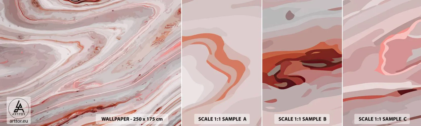 Échantillon De Papier Peint Standard Eco - Rose liquide - Abstraction, Morceau, Modèle moderne - 100x30 cm