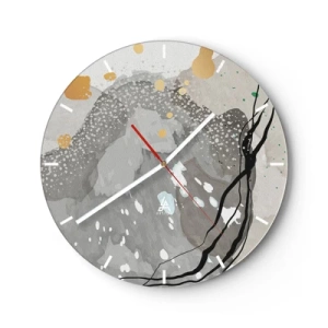 Horloge murale - Pendule murale - Une composition abstraite gris-beige aux formes organiques. - 30x30cm - Composition organique - Décoration murale moderne pour le salon, la cuisine et la chambre ARTTOR