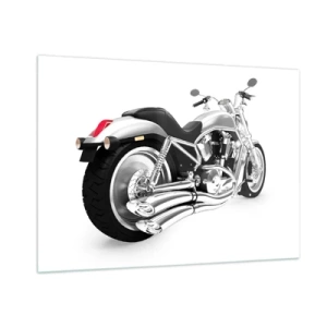 Impression sur verre - Image sur verre - Une moto chromée de style moderne sur fond blanc - 100x70cm - Rêve de collectionneur - Décoration murale moderne pour le salon et la chambre ARTTOR