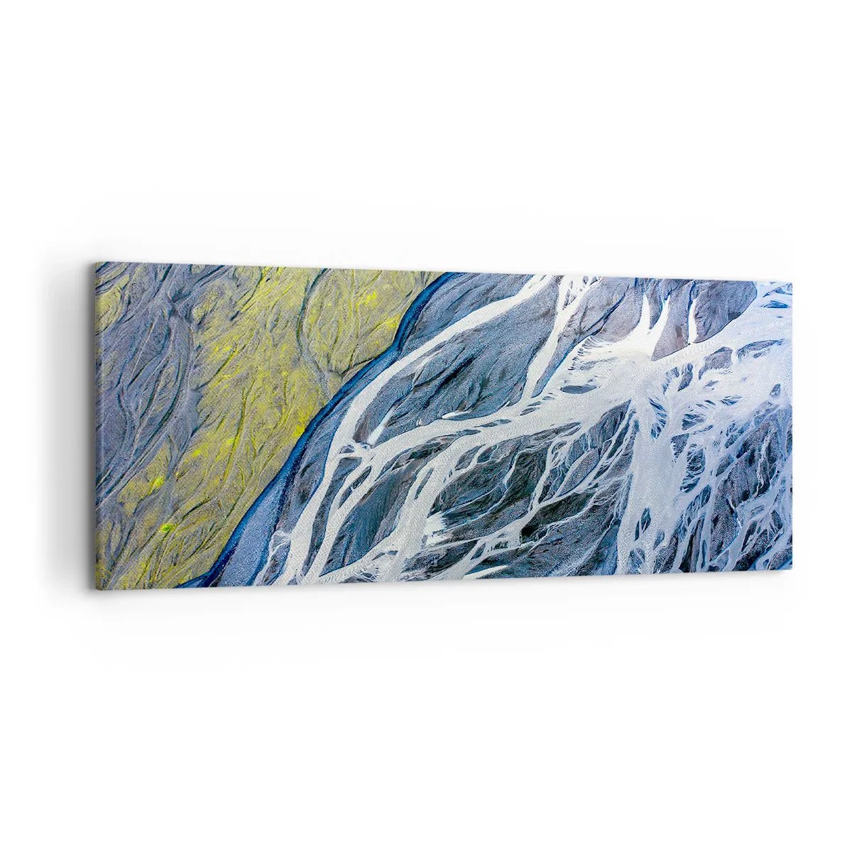 Impression sur toile - Image sur toile - Vue aérienne abstraite des lits de rivières sinueux - 120x50cm - Peintures rupestres de la nature - Décoration murale moderne pour le salon et la chambre ARTTOR