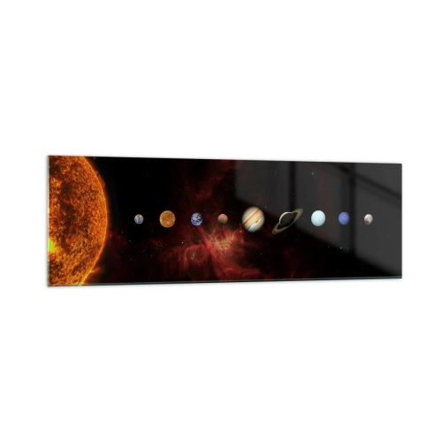 Impression sur verre - Image sur verre - Le système solaire avec des planètes sur fond d'espace - 160x50cm - Notre quartier - Décoration murale moderne pour le salon et la chambre ARTTOR