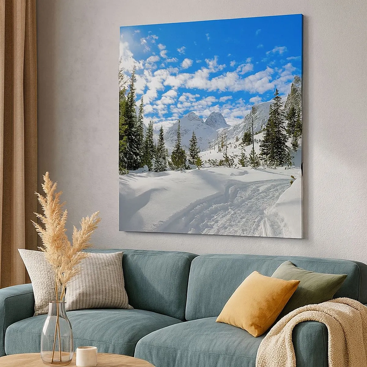 Impression sur toile - Image sur toile - Dans la neige et au soleil - 30x30 cm