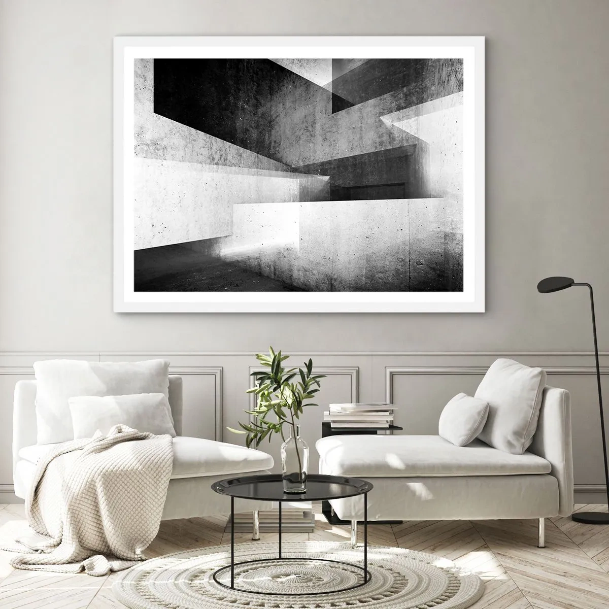 Affiche dans un cadre blanc - Poster - Structure de l'espace - 91x61 cm