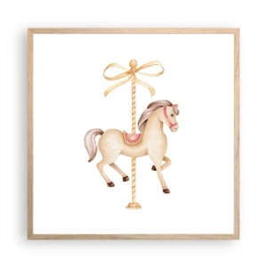 Affiche dans un chêne clair - Poster - Un trot gracieux - 60x60 cm