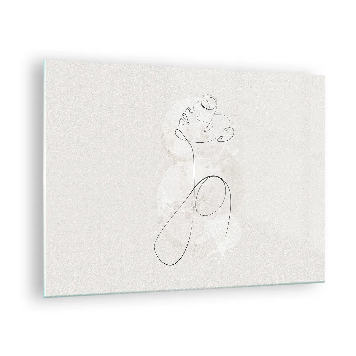 Impression sur verre - Image sur verre - Portrait abstrait dans les tons de blanc - 70x50cm - Spirale de beauté - Décoration murale moderne pour le salon et la chambre ARTTOR