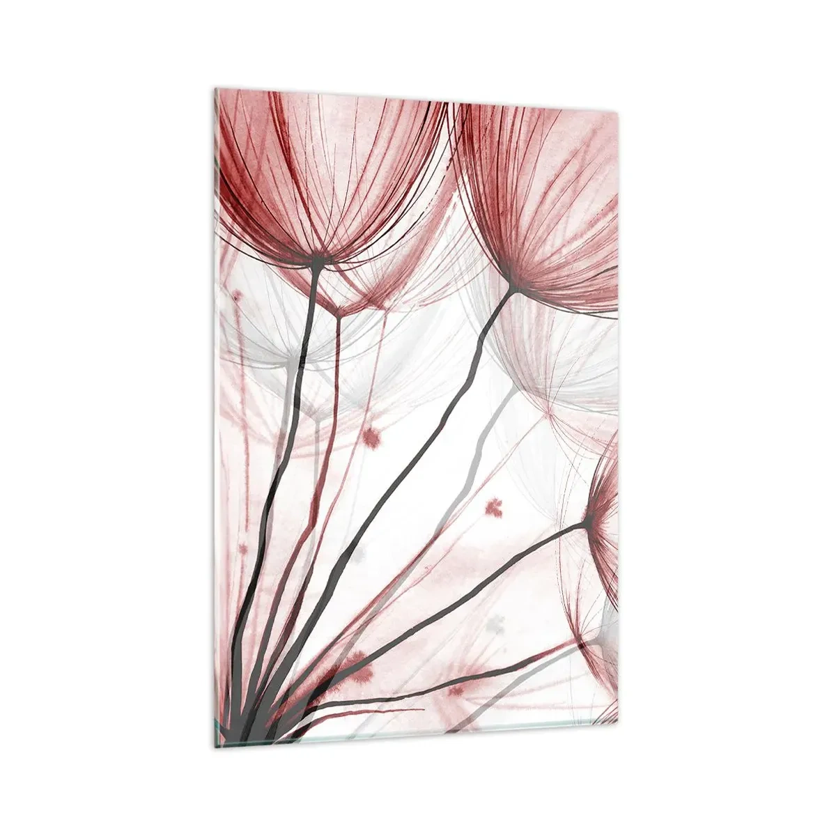 Impression sur verre - Image sur verre - Fleurs délicates dans des tons de rouge sur fond clair - 80x120cm - Avant le départ - Décoration murale moderne pour le salon et la chambre ARTTOR