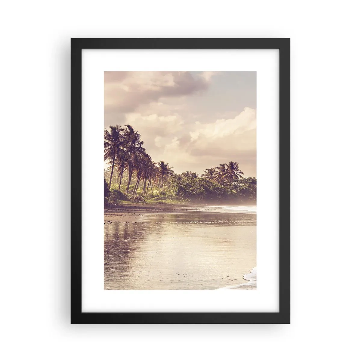 Affiche dans un cadre noir - Poster - La caresse des vagues - 30x40 cm