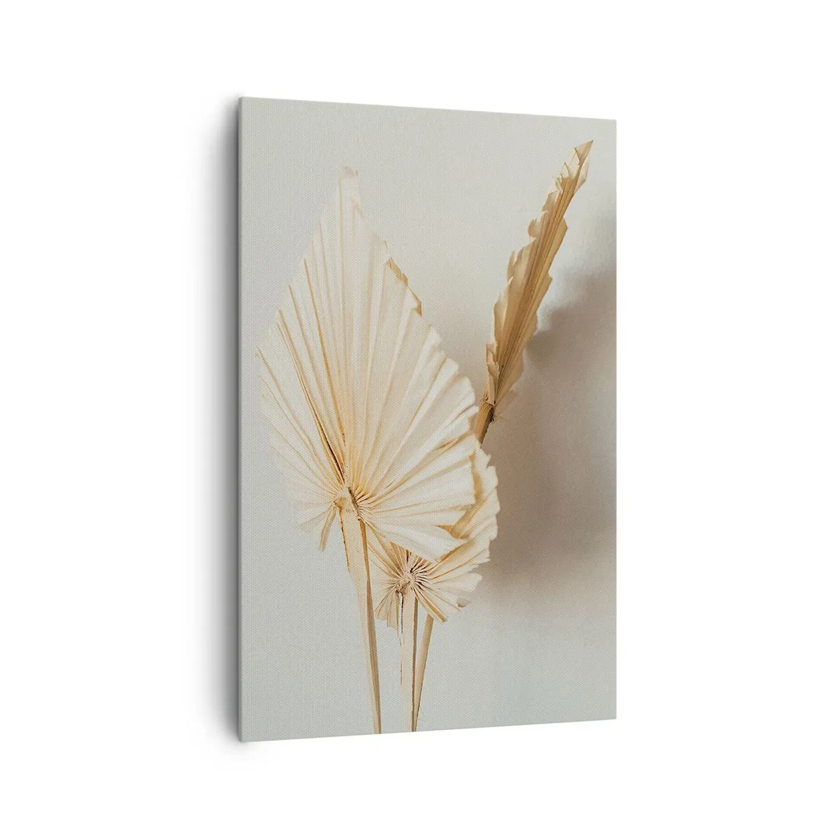 Impression sur toile - Image sur toile - Feuilles de palmier séchées dans un arrangement minimaliste - 80x120cm - Quand tu dois t’apaiser - Décoration murale moderne pour le salon et la chambre ARTTOR