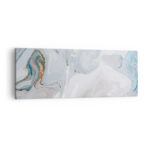 Impression sur toile - Image sur toile - Vagues abstraites dans des tons de bleu et de blanc - 140x50cm - Blanc surélevé - Décoration murale moderne pour le salon et la chambre ARTTOR