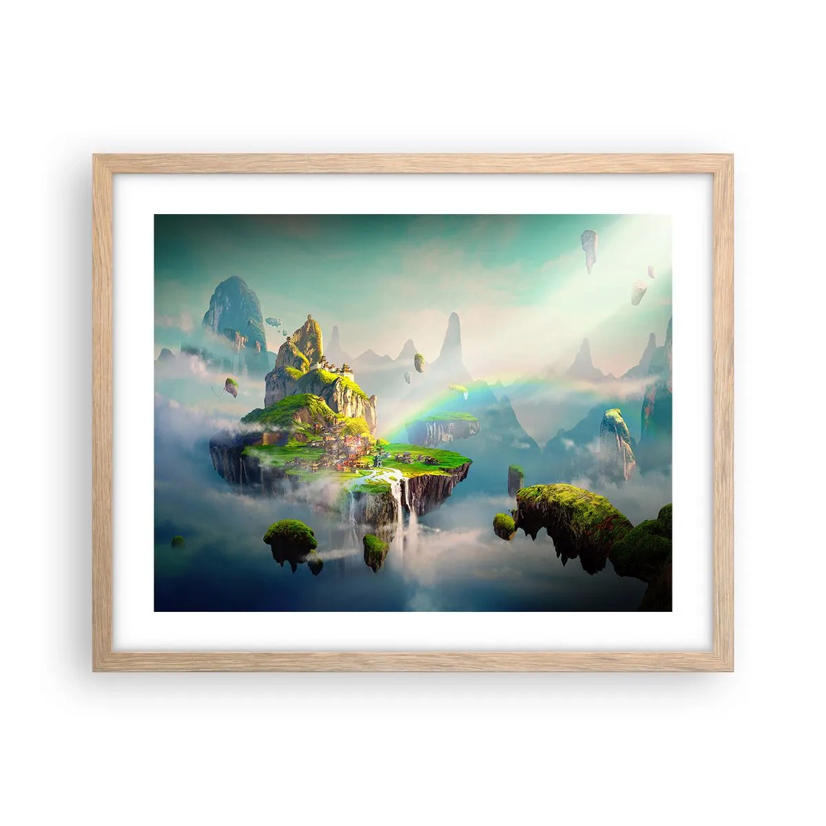 Affiche dans un chêne clair - Poster - Au milieu des cieux - îles du bonheur - 50x40 cm