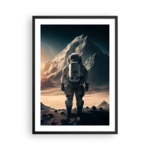 Affiche dans un cadre noir - Poster - Astronaute sur une planète extraterrestre à la lumière des étoiles - 50x70cm - Nouveau défi - Décoration murale moderne pour le salon et la chambre ARTTOR
