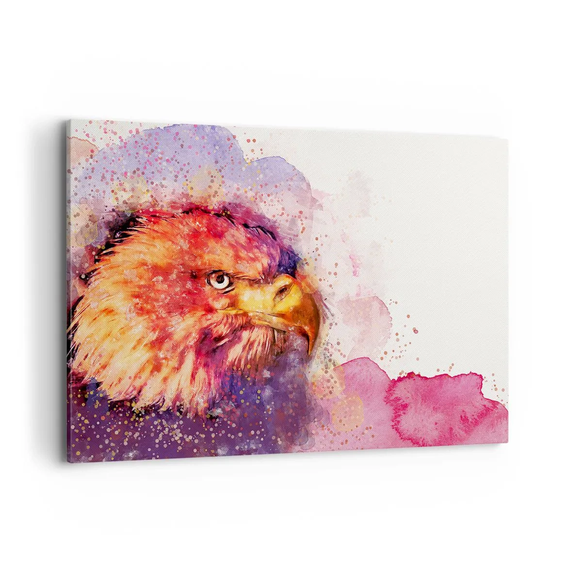 Impression sur toile - Image sur toile - Portrait d'un aigle aux couleurs aquarelles artistiques - 120x80cm - Tu ne veux pas savoir à quoi je pense - Décoration murale moderne pour le salon et la chambre ARTTOR