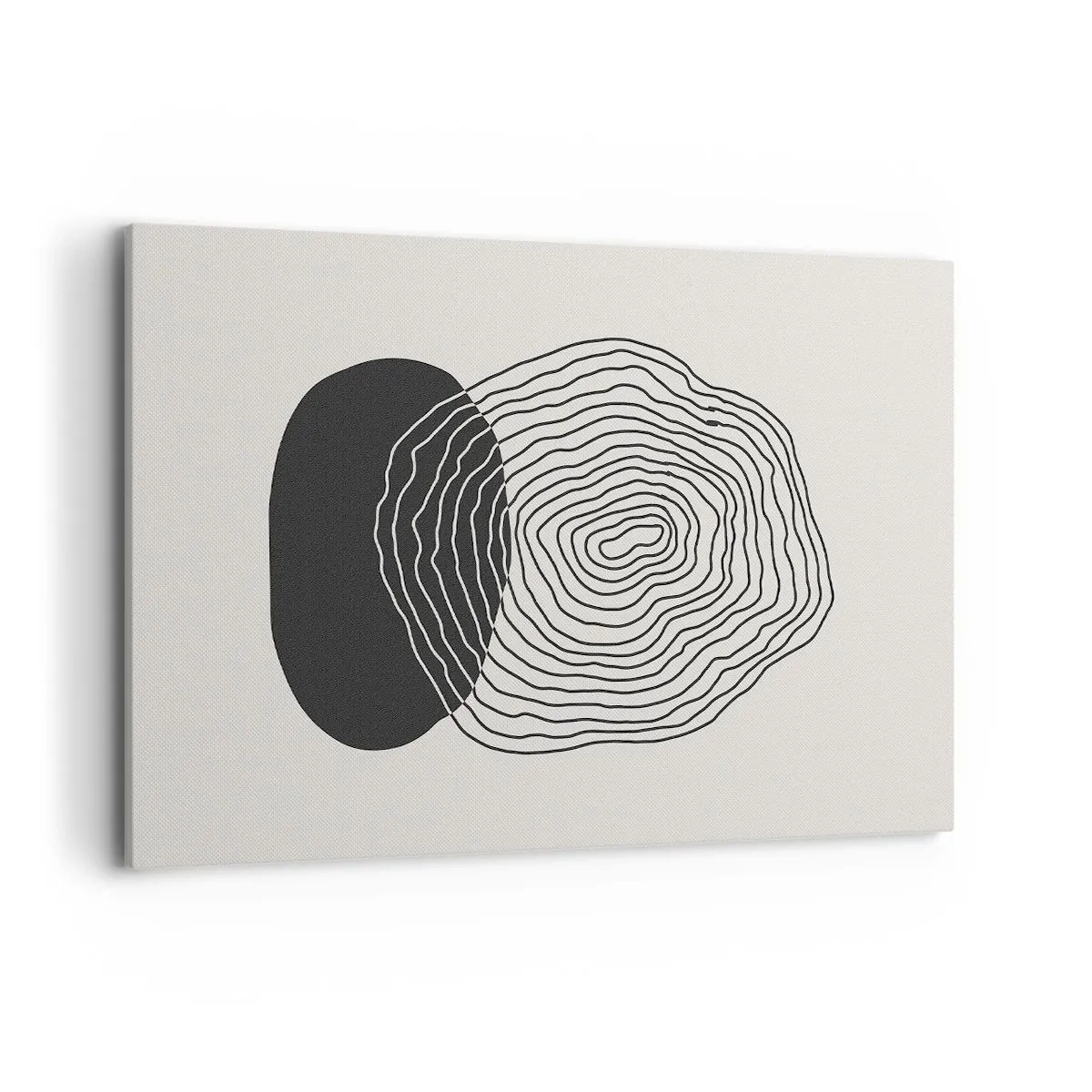 Impression sur toile - Image sur toile - Motif abstrait avec des lignes et des formes en noir et blanc - 120x80cm - Durabilité et oscillation - Décoration murale moderne pour le salon et la chambre ARTTOR