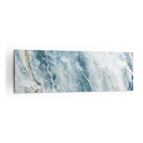 Impression sur toile - Image sur toile - Texture de marbre dans des tons de bleu et de blanc - 160x50cm - Monde de glace - Décoration murale moderne pour le salon et la chambre ARTTOR