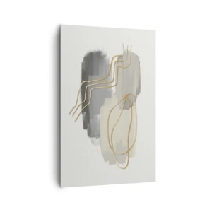 Impression sur toile - Image sur toile - Lignes dorées abstraites sur fond gris - 80x120cm - Durée et mouvement - Décoration murale moderne pour le salon et la chambre ARTTOR
