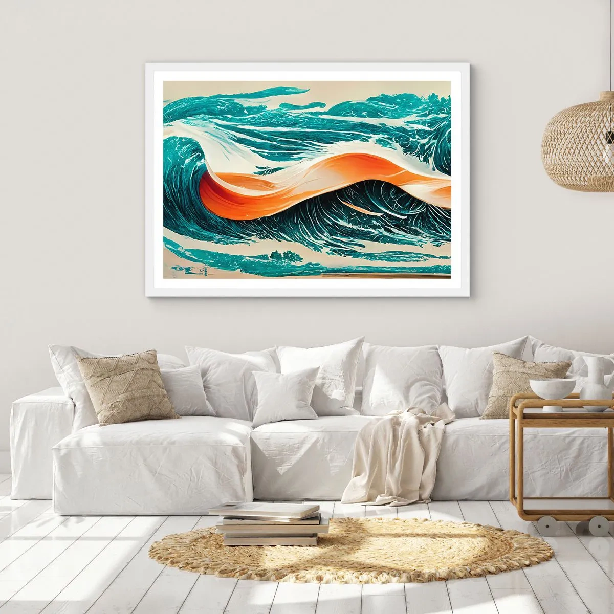 Affiche dans un cadre blanc - Poster - Le rêve d'un surfeur - 100x70 cm