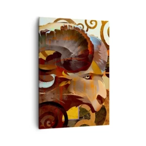 Impression sur toile - Image sur toile - Un bélier symbolique dans une composition abstraite - 50x70cm - Magie - religions - rituels - Décoration murale moderne pour le salon et la chambre ARTTOR