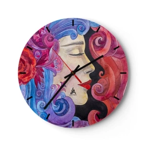 Horloge murale - Pendule murale - Visage coloré avec des ornements artistiques - 30x30cm - L'Art Nouveau est toujours vivant - Décoration murale moderne pour le salon, la cuisine et la chambre ARTTOR