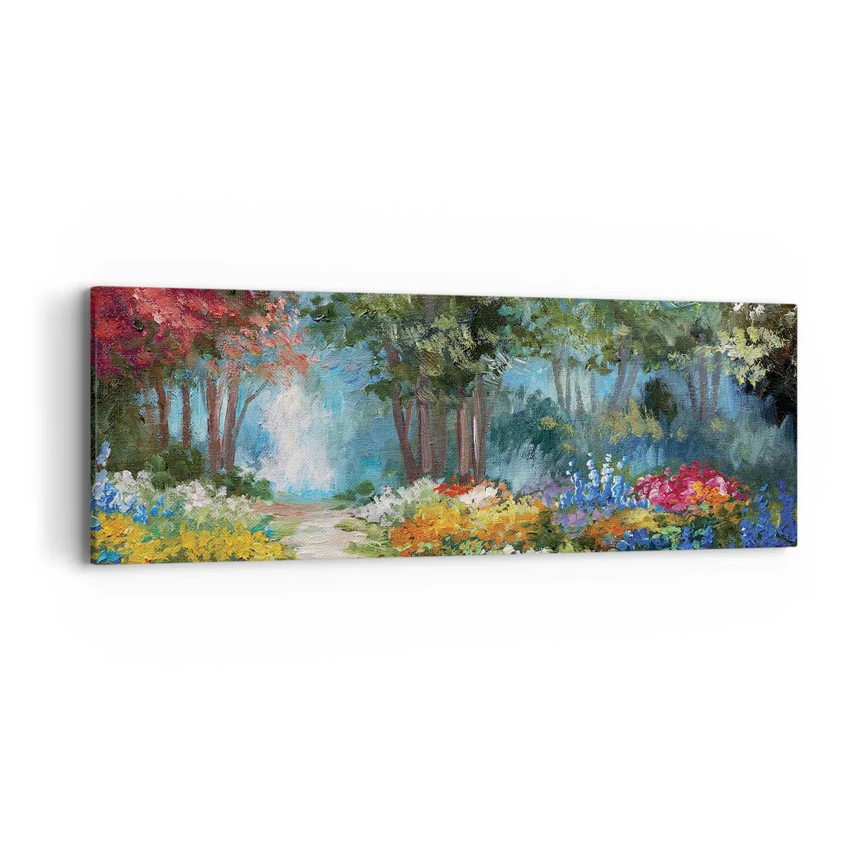 Impression sur toile - Image sur toile - Jardin forestier, forêt de fleurs - 90x30 cm