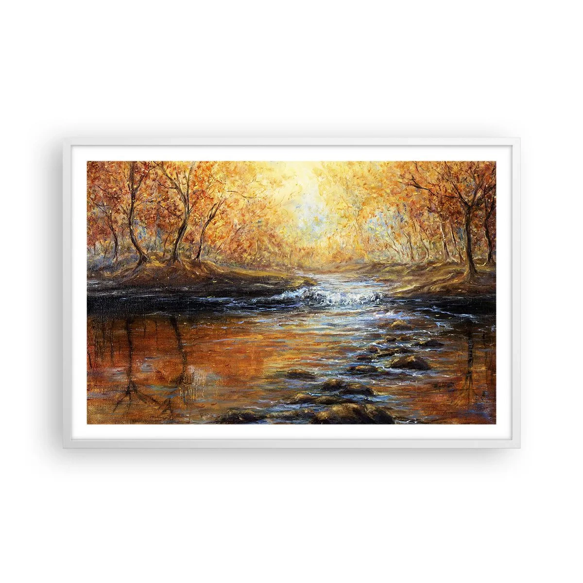 Affiche dans un cadre blanc - Poster - Le ruisseau d'or - 91x61 cm