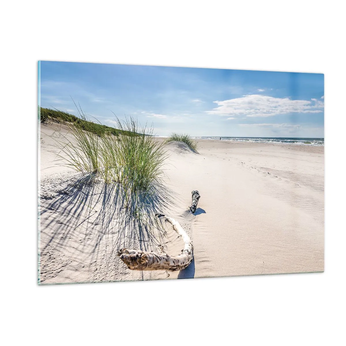 Impression sur verre - Image sur verre - Une plage ensoleillée avec des dunes et des herbiers marins - 120x80cm - La plus belle? La Baltique - Décoration murale moderne pour le salon et la chambre ARTTOR