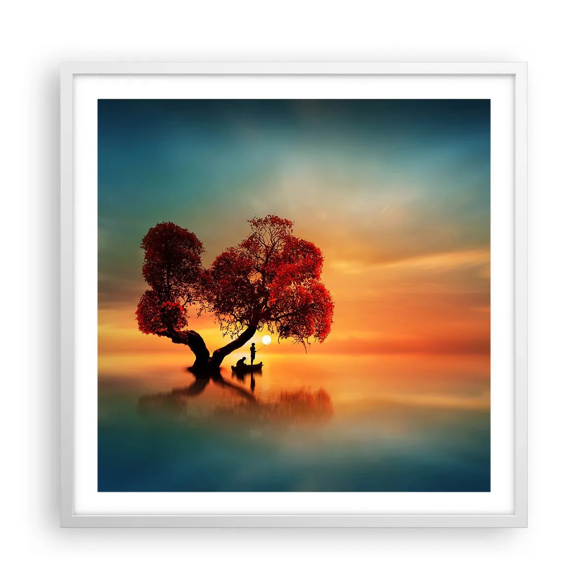 Affiche dans un cadre blanc - Poster - Plénitude et éloignement sans monde - 60x60 cm