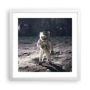 Affiche dans un cadre blanc - Poster - Salutations de la lune - 40x40 cm