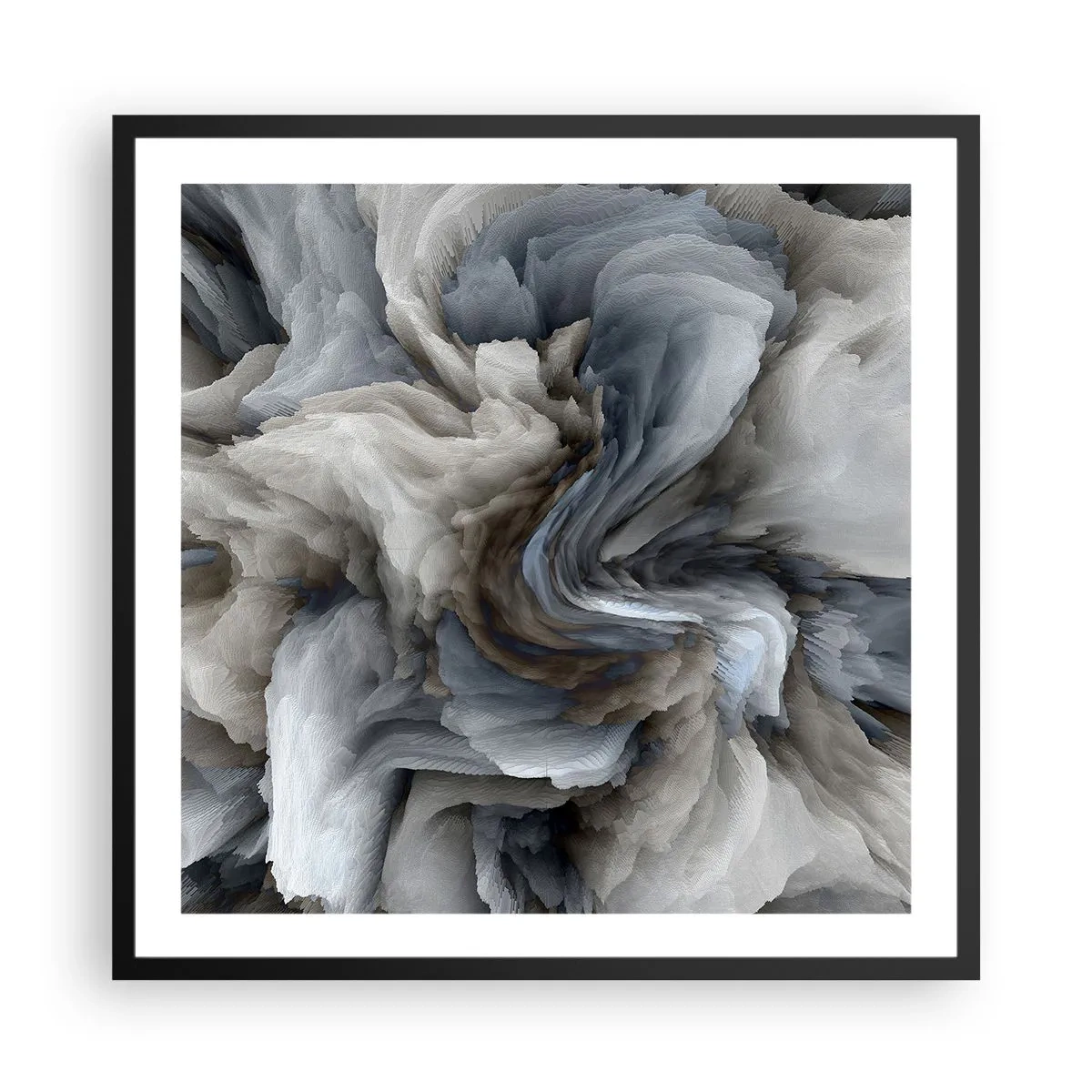 Affiche dans un cadre noir - Poster - Pierre et fleur - 60x60 cm