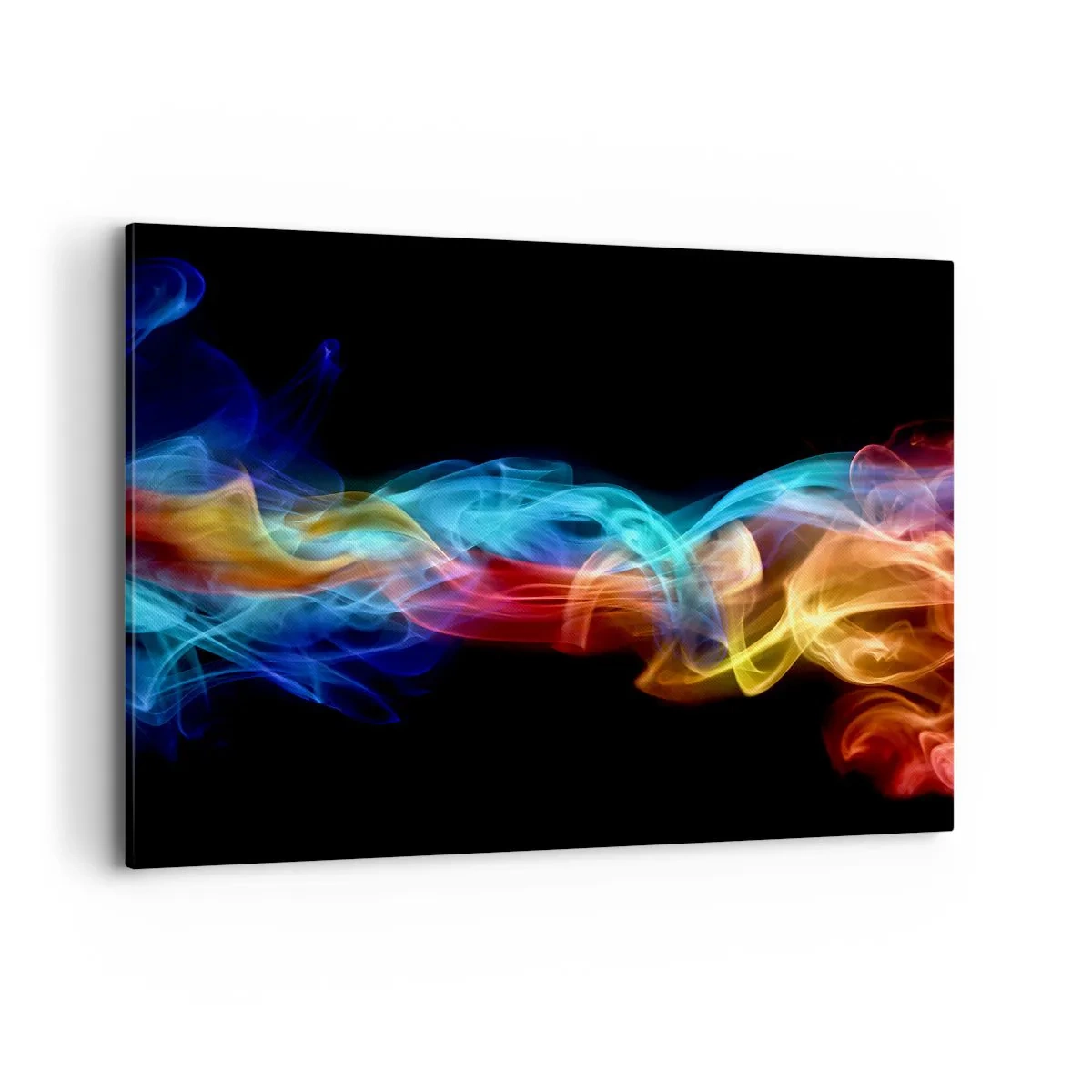 Impression sur toile - Image sur toile - Fumée colorée sur fond noir - 120x80cm - Danse arc-en-ciel du brouillard - Décoration murale moderne pour le salon et la chambre ARTTOR