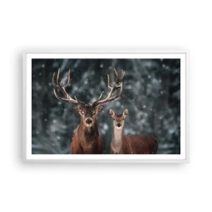 Affiche dans un cadre blanc - Poster - Le roi de la forêt avec sa femme - 91x61 cm