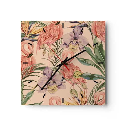 Horloge murale - Pendule murale - Ballet rose dans les fleurs - 40x40 cm