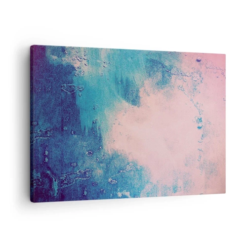 Impression sur toile - Image sur toile - Texture abstraite dans les tons de rose et de bleu - 70x50cm - Etreintes bleues - Décoration murale moderne pour le salon et la chambre ARTTOR