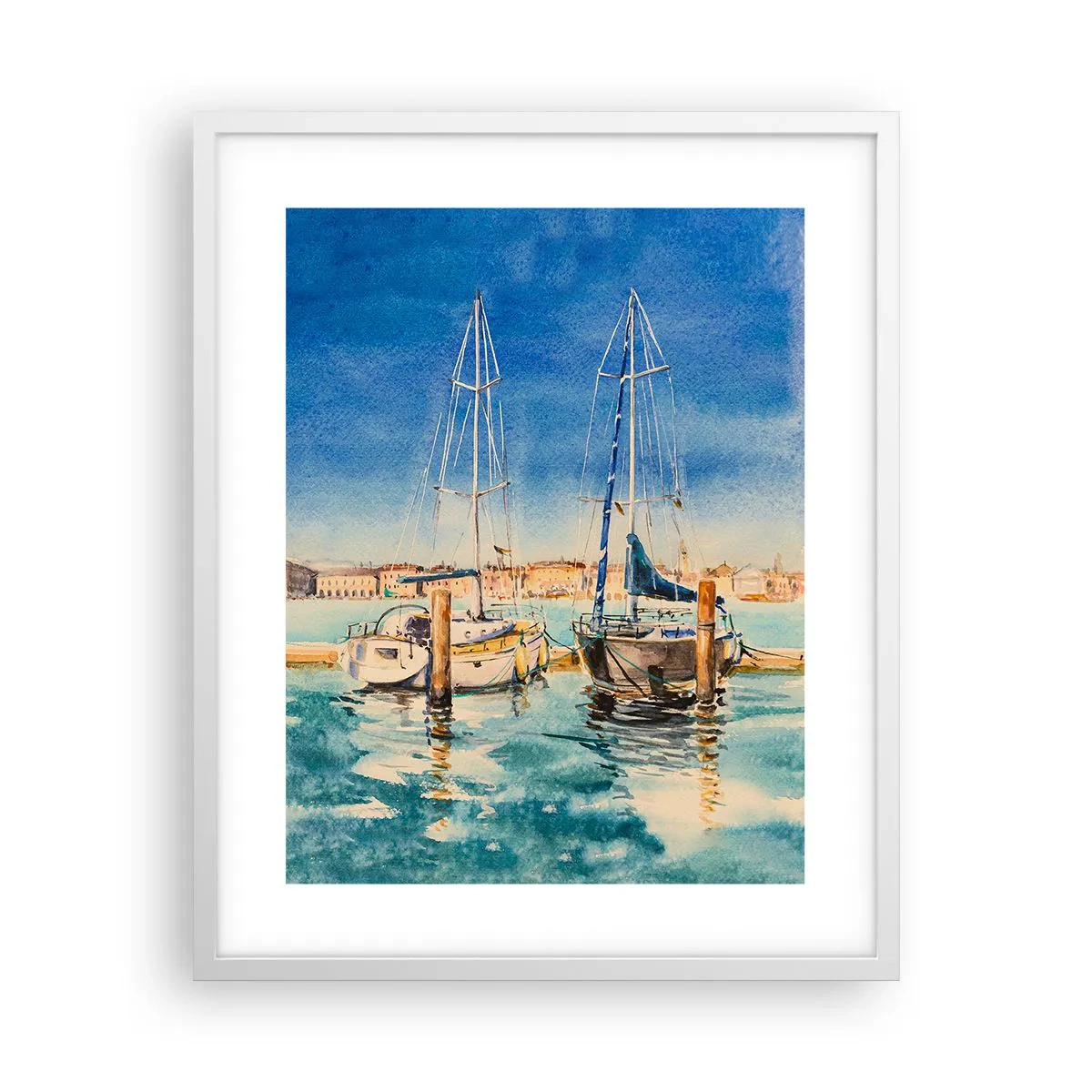Affiche dans un cadre blanc - Poster - Lagune ensoleillée - 40x50 cm