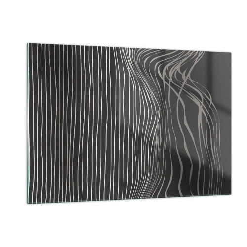 Impression sur verre - Image sur verre - Lignes délicates dans un arrangement abstrait sur un fond sombre - 120x80cm - Rythme et accent - Décoration murale moderne pour le salon et la chambre ARTTOR
