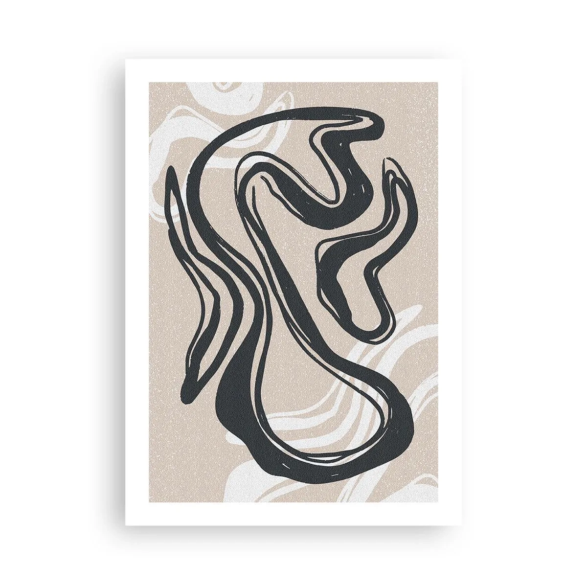 Affiche - Poster - Ligne abstraite sur fond beige - 50x70cm - Expression multipliée - Décoration murale moderne pour le salon et la chambre ARTTOR