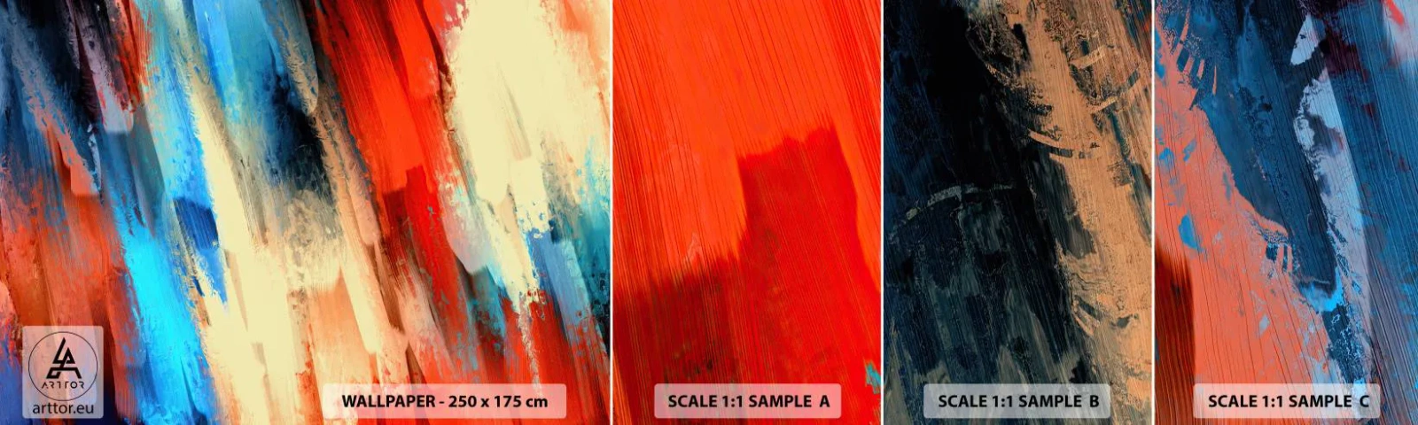 Échantillon De Papier Peint Standard Eco - Une cascade de couleurs - Abstraction, Morceau, Modèle moderne - 100x30 cm