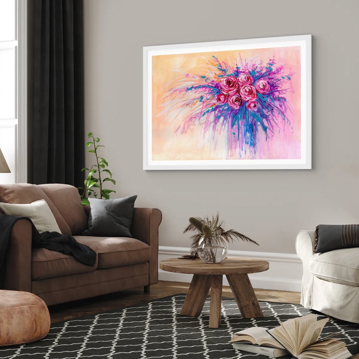 Affiche dans un cadre blanc - Poster - Fontaine aux roses - 40x30 cm