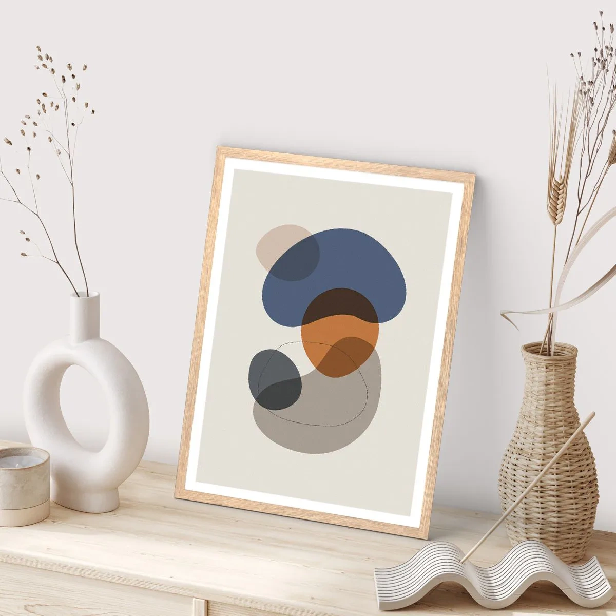 Affiche dans un chêne clair - Poster - Gouttes de couleur - 70x100 cm