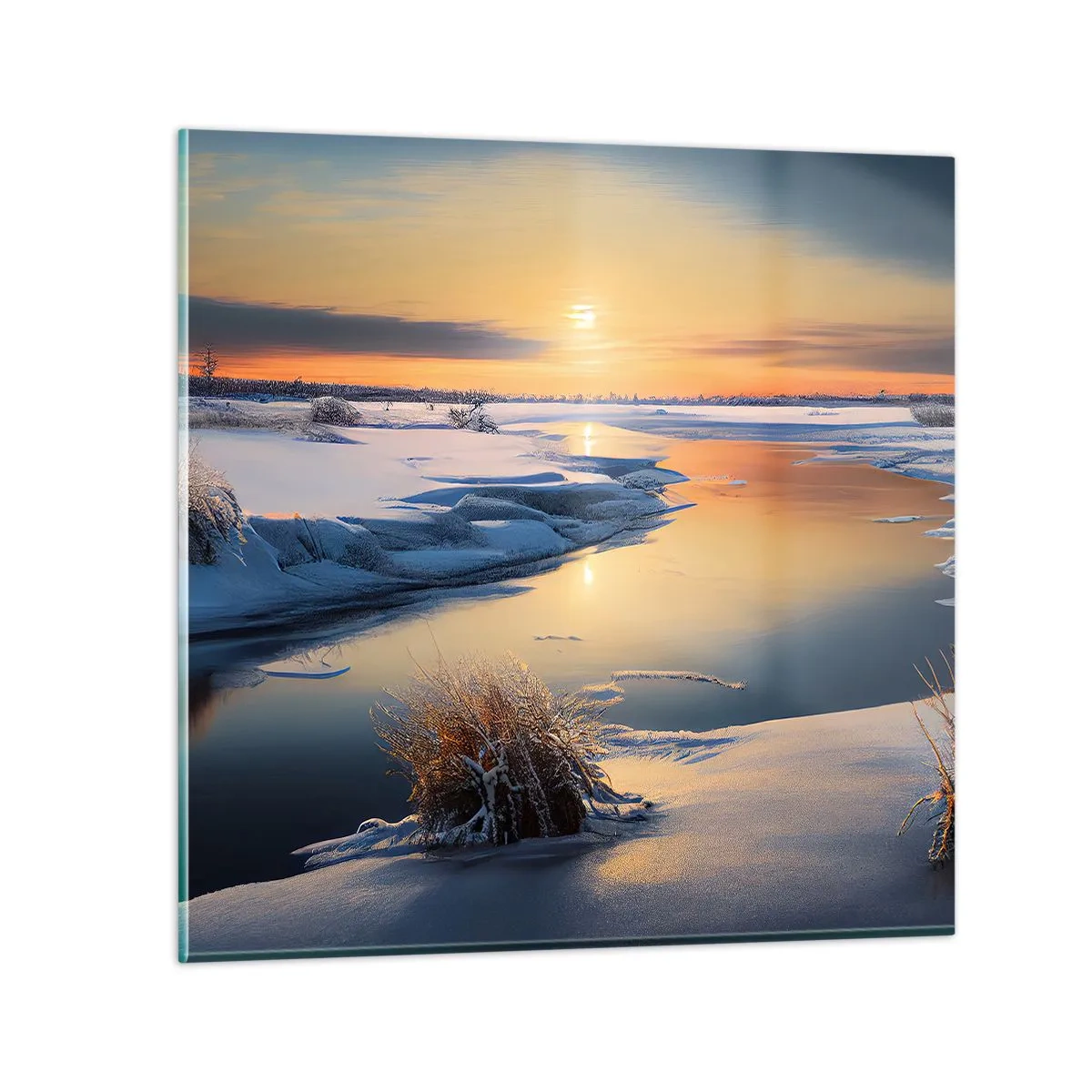 Impression sur verre - Image sur verre - Coucher de soleil d'hiver - 40x40 cm
