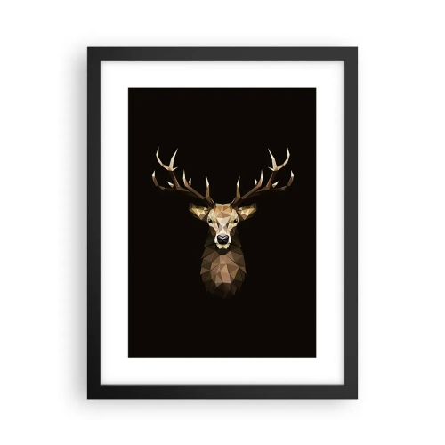 Affiche dans un cadre noir - Poster - Cerf cubique - 30x40 cm