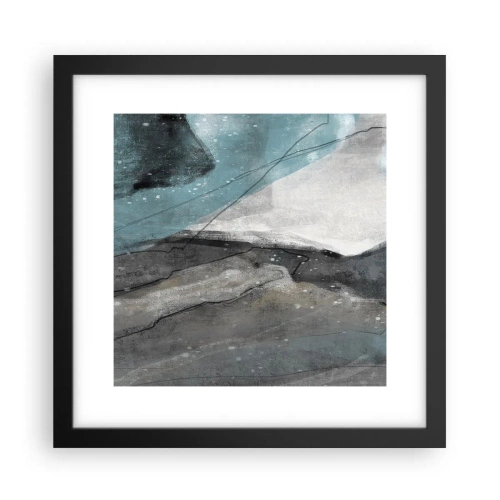 Affiche dans un cadre noir - Poster - Résumé : roches et glace - 30x30 cm