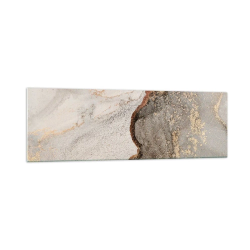 Impression sur verre - Image sur verre - Motif abstrait avec des nuances d'or et de gris - 160x50cm - Aux frontières des couleurs - Décoration murale moderne pour le salon et la chambre ARTTOR