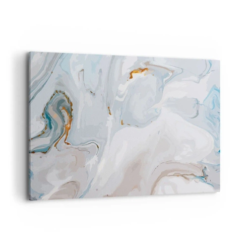 Impression sur toile - Image sur toile - Vagues abstraites dans des tons de bleu et de blanc - 100x70cm - Blanc surélevé - Décoration murale moderne pour le salon et la chambre ARTTOR