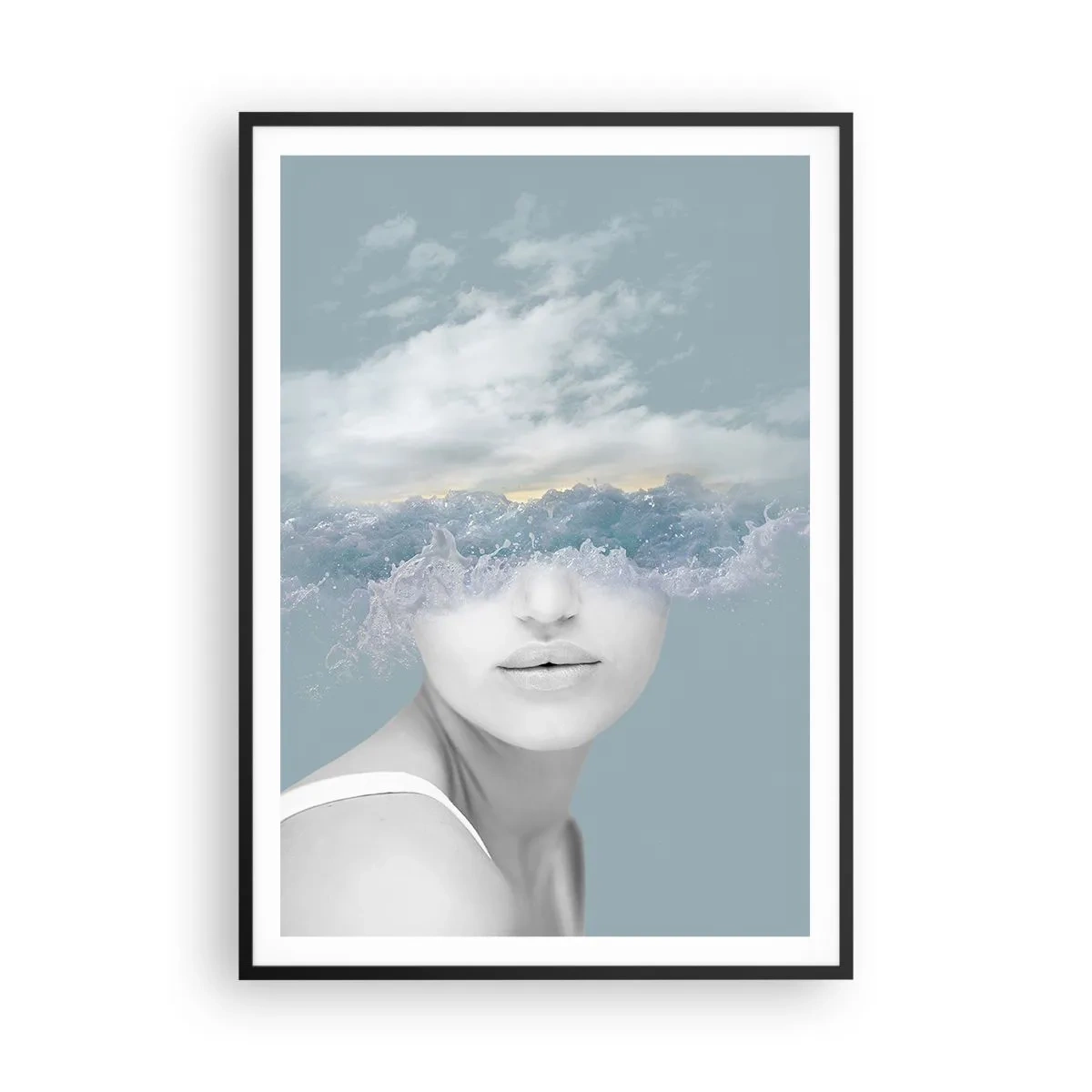 Affiche dans un cadre noir - Poster - La tête dans les nuages - 70x100 cm