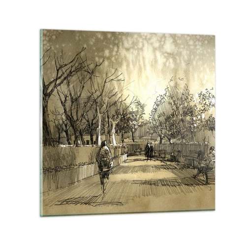 Impression sur verre - Image sur verre - Un moment arrêté avec une plume - 40x40 cm