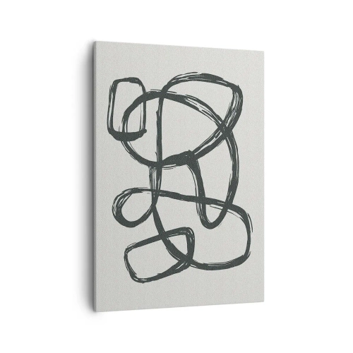 Impression sur toile - Image sur toile - Lignes abstraites créant des formes libres sur un fond clair - 50x70cm - Abstraction en boucle - Décoration murale moderne pour le salon et la chambre ARTTOR
