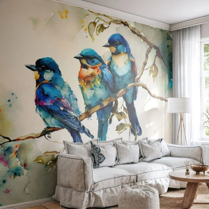 Papier Peint Photo Premium Sand - A-t-il été offensé ? - Des oiseaux, Nature, Aquarelle - 200x140 cm