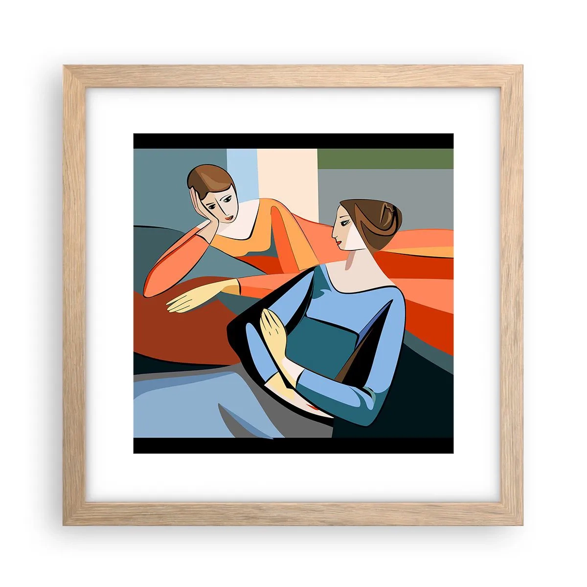 Affiche dans un chêne clair - Poster - Un moment de confiance - 30x30 cm