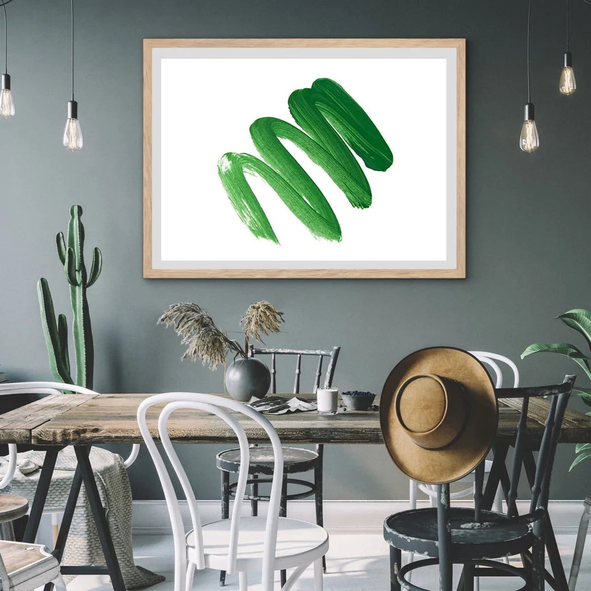 Affiche dans un chêne clair - Poster - Blague verte - 70x50 cm