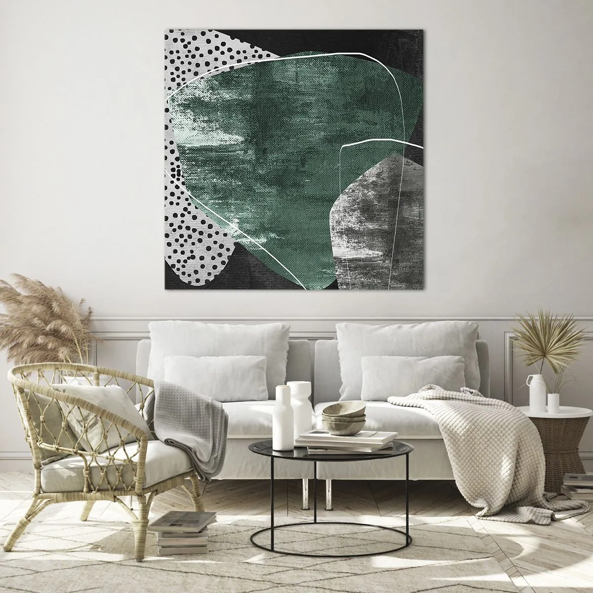 Impression sur verre - Image sur verre - Abstraction colorée avec feuille d'or - 60x60 cm